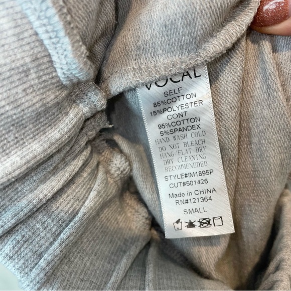 Vocal Heather Grey Joggers Sweatpants Pearl Ankle Cozy Dressy Stretchy Small - Picture 7 of 15